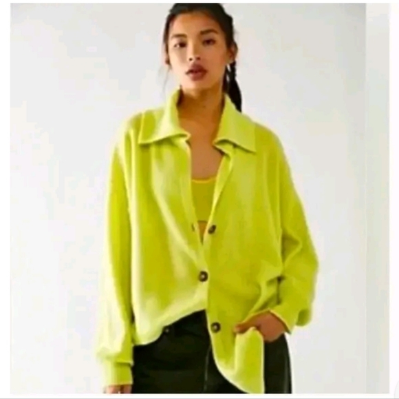 Free People Swim Too Deep Cashmere Cardigan - lime - Picture 15 of 15